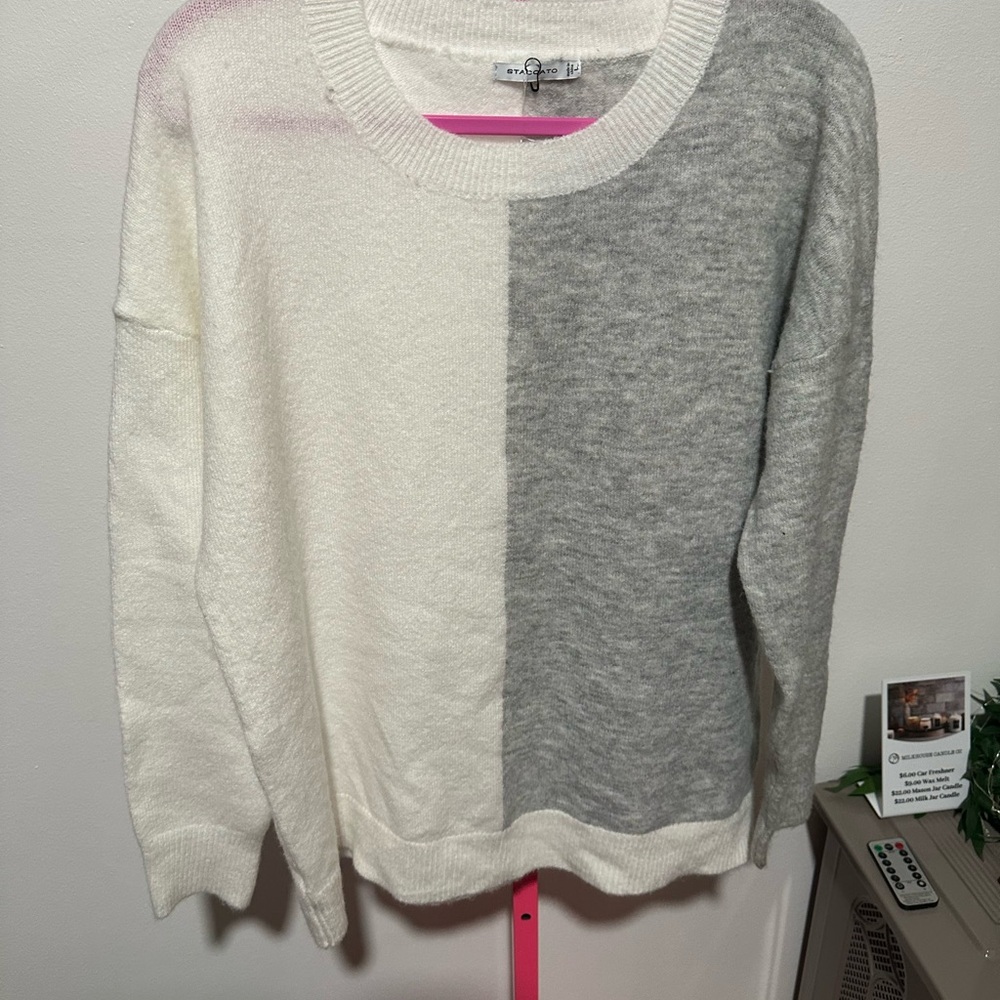 Staccato Two-Tone Cream and Gray Sweater
